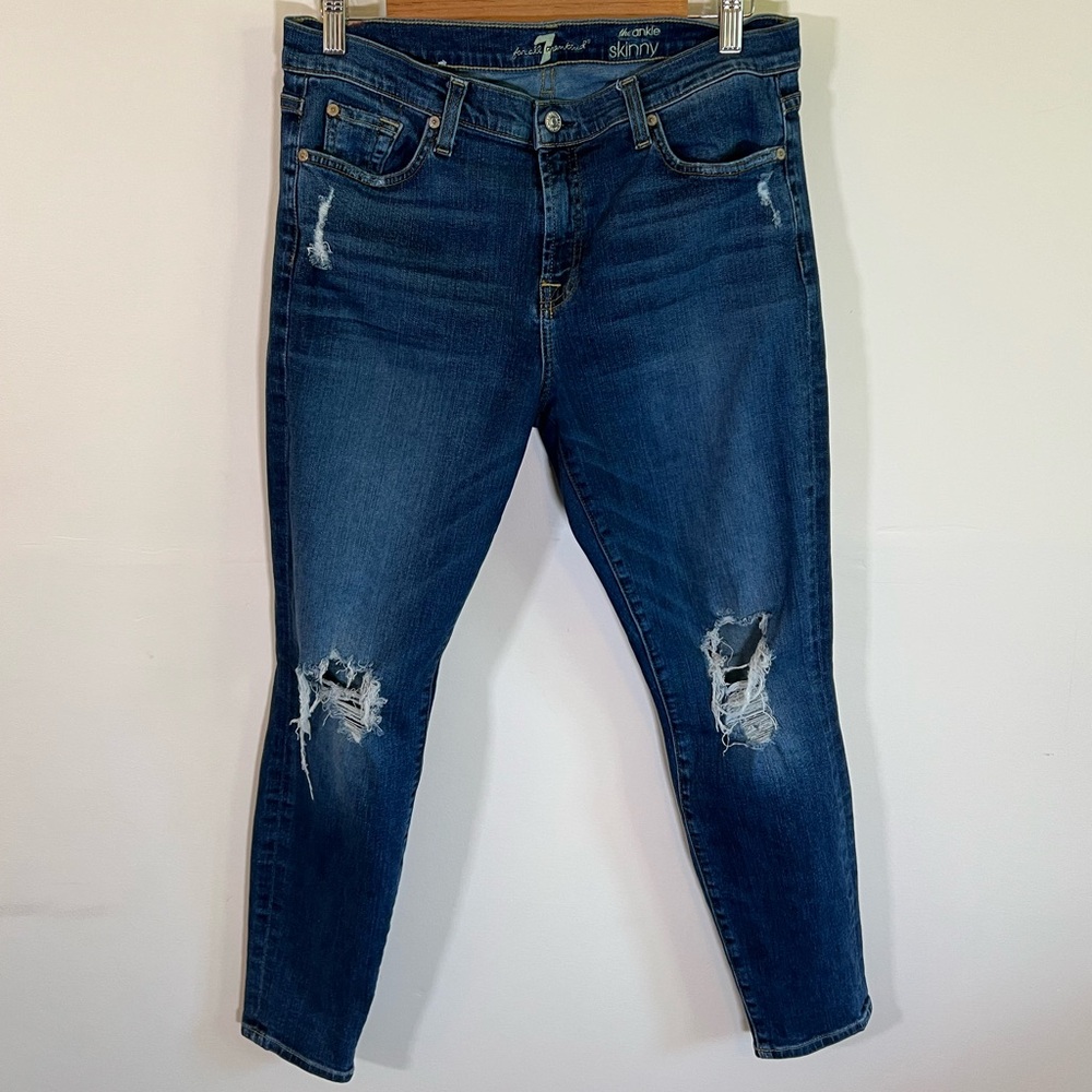 7 For All Mankind The Ankle Skinny Blue Jeans/Denim Women’s Size 31